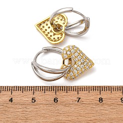 Brass Micro Pave Clear Cubic Zirconia Hoop Earrings&nbsp;EJEW-D322-08PG-01