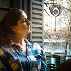 1Pc Heat Transfer Alloy Angel Wing Hanging Ornaments&nbsp;HJEW-BBC0001-15