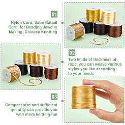 12 Rolls 12 Styles Nylon Satin Rattail Cords&nbsp;NWIR-HY0001-02B