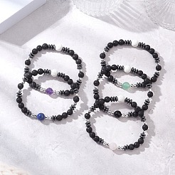 Natural & Synthetic Mixed Gemstone Beaded Stretch Bracelets for Men Women&nbsp;BJEW-JB12601