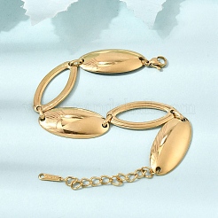 304 Stainless Steel Hollow Oval Link Chain Bracelets&nbsp;SA-CBAF6AD-06G