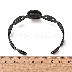 304 Stainless Steel Coffee Bean Chain Cuff Bracelet Blanks with Flat Round Bezel Settings&nbsp;SA-CBA4160-02A-EB
