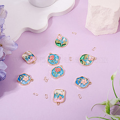 8Pcs Alloy Enamel and ABS Imitation Pearl Pendants&nbsp;ENAM-TA0004-20
