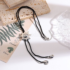 Summer Alloy Sun Pendant Black Cotton Cord Bolo Tie Lariat Necklaces for Women&nbsp;FS-WG38D07-01