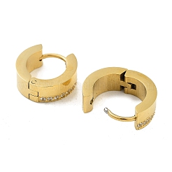 Ion Plating(IP) 304 Stainless Steel Micro Pave Clear Cubic Zirconia Huggie Hoop Earrings for Women&nbsp;EJEW-C096-02G