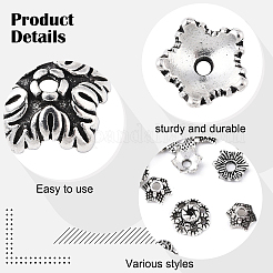150Pcs 15 Styles Tibetan Style Alloy Flower Bead Caps&nbsp;FIND-YW0007-29