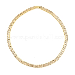 6MM Brass Pave Clear Cubic Zirconia Rectangle Tennis Necklaces&nbsp;KK-CBA4547-12G