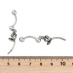 Rose 316 Surgical Stainless Steel Dangle Belly Button Rings&nbsp;EJEW-G416-01AS