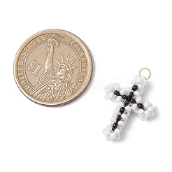 Beaded Cross Charms&nbsp;PALLOY-GD00002-02
