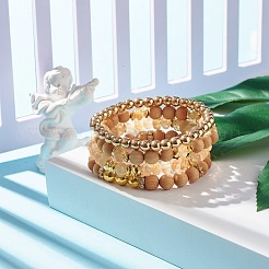 4Pcs 4 Style Synthetic Watermelon Stone & Hematite & Wood Beaded Stretch Bracelets Set&nbsp;BJEW-JB07625