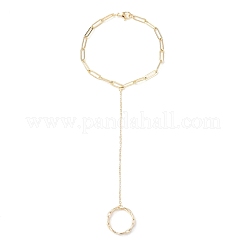 Brass Paperclip Chains Link Finger Ring Bracelets&nbsp;BJEW-JB11810