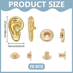 20Pcs Alloy Ear Shape Snap Buttons&nbsp;BUTT-PH0001-76