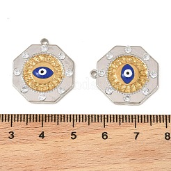 Two Tone 304 Stainless Steel Enamel & Rhinestone Pendants&nbsp;STAS-L314-04GP