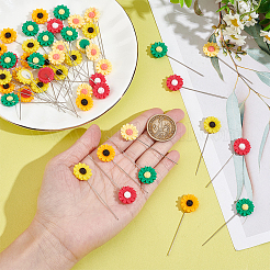 50Pcs 5 Colors Sunflower Iron Head Pins&nbsp;DIY-AB00039
