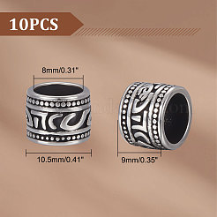 10Pcs Tibetan Style 304 Stainless Steel Spacer Beads&nbsp;STAS-UN0045-73