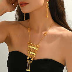 Brass Flat Round Tassels Necklaces & Earrings Sets for Women&nbsp;XV1236