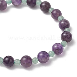 2Pcs Natural Green Aventurine & Amethyst Round Beaded Stretch Bracelets for Women&nbsp;BJEW-JB11928