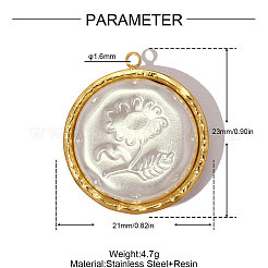 304 Stainless Steel with Resin Pendants&nbsp;RE-OY001-07G
