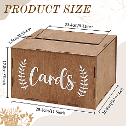 Word Card Printed Wood Wedding Card Storage Boxes&nbsp;CON-WH0090-75A
