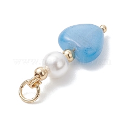 Natural Mashan Jade & Red Jasper & Sodalite & Rose Quartz & Howlite & Green Aventurine Pendants with Round Shell Pearl&nbsp;PALLOY-JF04996