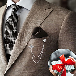 Airplane Alloy Hanging Chain Brooch&nbsp;JEWB-WH0001-71P