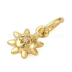 Brass Micro Pave Cubic Zirconia Sun Charms&nbsp;KK-P308-66G