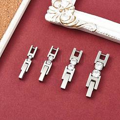 4Pcs 4 Styles 304 Stainless Steel Micro Pave Clear Cubic Zirconia Watch Band Clasps&nbsp;STAS-CJ0002-96