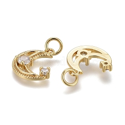 Brass Micro Pave Clear Cubic Zirconia Charms&nbsp;KK-F821-38G