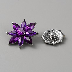 Alloy Rhinestone Snap Button&nbsp;BUTT-WH0028-69C