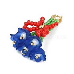 Handmade Glass Beaded Flower with Bowknot Pendants&nbsp;PALLOY-MZ00753-02