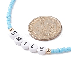 5Pcs 5 Style Glass & Plastic Word Beaded Necklaces Set&nbsp;NJEW-JN04316