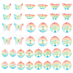 40Pcs 10 Styles Spray Painted 430 Stainless Steel Filigree Double-Sided Pendants&nbsp;STAS-TA0002-28