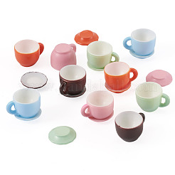 10 Sets 5 Colors Resin Tea Cups & Plates Miniature Ornaments&nbsp;DIY-TADJ0001-23