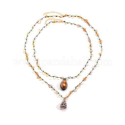 Natural Shell Pendant Double Layer Necklaces for Women&nbsp;WG62FB0-01