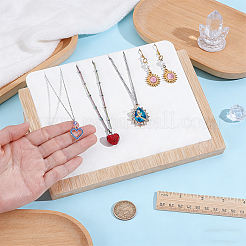 Rectangle Wooden Slant Back Jewelry Display Stands with Imitation Leather Mat for Earrings Necklaces&nbsp;ODIS-WH0079-114A