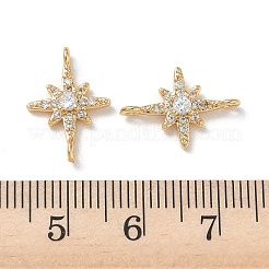 Brass Micro Pave Clear Cubic Zirconia Connector Charms&nbsp;KK-P355-28G