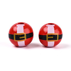 Christmas Spray Painted Schima Wood Beads&nbsp;WOOD-T032-38A