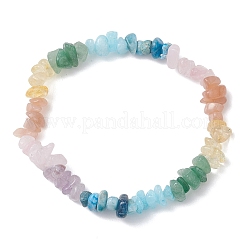 Chakra Natural Rose Quartz & Green Aventurine & Sunstone & Lavender Amethyst & Citrine & Apatite & White Jade Chip Beads Stretch Bracelets for Women&nbsp;BJEW-JB13113
