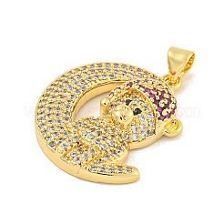 Rack Plating Brass Micro Pave Cubic Zirconia Pendants&nbsp;KK-K341-70G