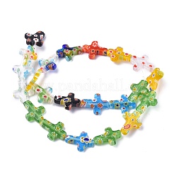 Cross Handmade Millefiori Glass Beads Strands&nbsp;LK-R004-31