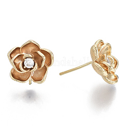 Brass Clear Cubic Zirconia Stud Earring Findings&nbsp;KK-N232-10-NF
