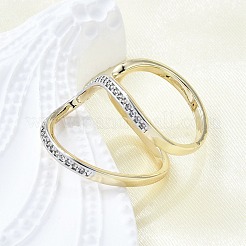 Brass Micro Pave Clear Cubic Zirconia Cuff Rings for Women&nbsp;RJEW-G347-17GP