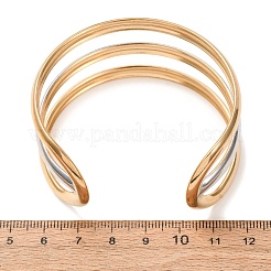 29.5MM Duo Tone 304 Stainless Steel 3-Line Hollow Open Cuff Bangles&nbsp;SA-CBA725A-09GP