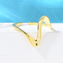 925 Sterling Silver Wave Cuff Rings&nbsp;RJEW-D300-02G