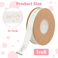 20 Yards Gold Stamping Polyester Happy Birthday to You Printed Ribbon&nbsp;OCOR-WH0082-243B