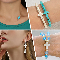 4 Strands 2 Colors Synthetic Turquoise Beads Strands&nbsp;TURQ-SC0001-18B