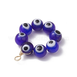 Handmade Evil Eye Lampwork Round Beaded Pendants&nbsp;PALLOY-JF04163