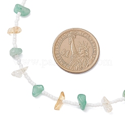 Natural Green Aventurine & Citrine Chip & Glass Seed Baeded Necklaces for Women&nbsp;NJEW-JN05603-01