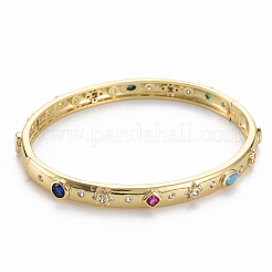 Adjustable Brass Micro Pave Cubic Zirconia Bangles&nbsp;BJEW-Q700-003-NF