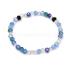 Faceted Round Electroplate Glass Beads Stretch Bracelets for Women&nbsp;BJEW-JB11628-01